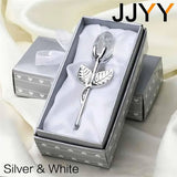AOOKMIYA Valentines Day Gift Crystal Glass Rose Flower Figurines Craft Favors Lovers Gift Souvenir Wedding Decoration Ornaments Gift Box