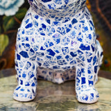 AOOKMIYA ART+ Creative Gifts Home Decor Blue White Porcelain Dog Statue Desktop Decoration Living Room Creative Dog Sculpture Art Ornaments Housewarming Gift