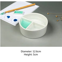 AOOKMIYA Round Ceramic Washing Palette Three-Grid White Porcelain Washing Plate Jingdezhen Porcelain Paint Palette Painting Art Supplies