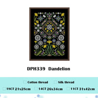 AOOKMIYA Dandelion cross stitch kit cute cartoon 14ct black canvas cloth cotton embroidery DIY handmade kitchen accessories