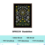 AOOKMIYA Dandelion cross stitch kit cute cartoon 14ct black canvas cloth cotton embroidery DIY handmade kitchen accessories