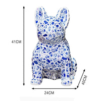 AOOKMIYA ART+ Creative Gifts Home Decor Blue White Porcelain Dog Statue Desktop Decoration Living Room Creative Dog Sculpture Art Ornaments Housewarming Gift