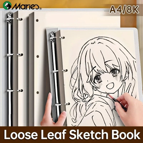 AOOKMIYA Marie's 9x12in Loose Leaf Sketch Book, 60 Sheets,98lb/160gsm,A4/8K High Quality Pad for Drawing,Painting,Sketching for Adults