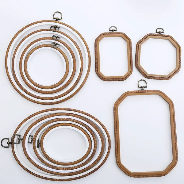 AOOKMIYA Imitated Wood Round,Oval Different Size Decorative Cross Stitch Hoop Ring Frame Embroidery Frame Circle Hanging Arts Ornament
