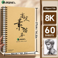 AOOKMIYA 1pc Marie's Spiral Sketch Book,16k/A4/8K with 60-Sheet Packs,73lb/120GSM,Notebook for Drawing,Writing Gift for Artist and Adults