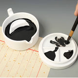 AOOKMIYA Ceramic with Lid  Ink Plate  White Porcelain  Calligraphy Ink Plate  Painting PalettePen Shelving Brush Painting Supplies