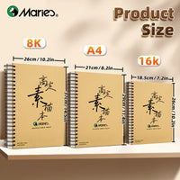 AOOKMIYA 1pc Marie's Spiral Sketch Book,16k/A4/8K with 60-Sheet Packs,73lb/120GSM,Notebook for Drawing,Writing Gift for Artist and Adults