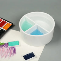 AOOKMIYA Round Ceramic Washing Palette Three-Grid White Porcelain Washing Plate Jingdezhen Porcelain Paint Palette Painting Art Supplies