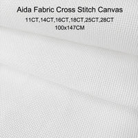AOOKMIYA Aida White Color Cross Stitch Fabric, Canvas, Cloth, DIY Handmade Sewing Embroidery,11CT,14CT,16CT,18CT,25CT,28CT, 100X147CM