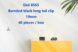 40pcs / Box Deli 8565 Black Long Tail Binder Clips Ticket Folder Holder Business Office Student Stationery Supplies 19mm