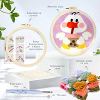 AOOKMIYA Punch Needle Embroidery Starter Kits Punch Needle Tool Threader Fabric Embroidery Hoop Yarn Rug Punch Needle 20x20cm Diy Gift