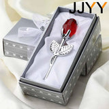 AOOKMIYA Valentines Day Gift Crystal Glass Rose Flower Figurines Craft Favors Lovers Gift Souvenir Wedding Decoration Ornaments Gift Box