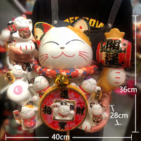 AOOKMIYA ART+ Creative Gifts Extra Large Lucky Cat Ornament with Big Mouth, Creative Gift Ceramic Piggy Bank for Store Opening