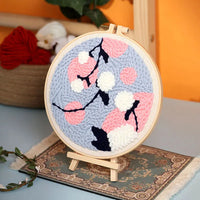 AOOKMIYA DIY Punch Needle Embroidery Kit with Yarn Floral Pattern Starter Kit Magic Tufting Set Poking Cross Stitch Tools For Knitting