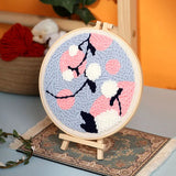AOOKMIYA DIY Punch Needle Embroidery Kit with Yarn Floral Pattern Starter Kit Magic Tufting Set Poking Cross Stitch Tools For Knitting