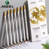 AOOKMIYA 12pcs Marie's White Charcoal Pencils Set,Sketch Highlight Pencils,for Sketching,Shading,Blending,Supplies for Beginners,Artists