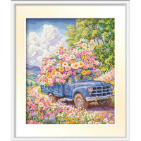 AOOKMIYA KS 11ct 90X79cm Car Flowers Pre-Printed Cross Stitch Kit DIY Embroidery Set Handicraft Floss Needle Crafts New Arrival