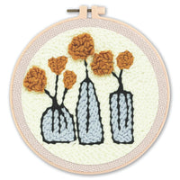 AOOKMIYA Punch Needle Embroidery Starter Kits Punch Needle Tool Threader Fabric Embroidery Hoop Yarn Rug Punch Needle 20x20cm Diy Gift