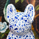 AOOKMIYA ART+ Creative Gifts Home Decor Blue White Porcelain Dog Statue Desktop Decoration Living Room Creative Dog Sculpture Art Ornaments Housewarming Gift