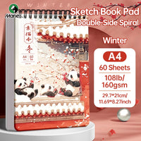 AOOKMIYA Marie's 9x12in Art Sketch Book Pad,1pc A4 108lb/160gsm 60 Sheets Pad with Double-Side Spiral Bound for Painting,Sketching,Marker