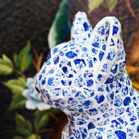 AOOKMIYA ART+ Creative Gifts Home Decor Blue White Porcelain Dog Statue Desktop Decoration Living Room Creative Dog Sculpture Art Ornaments Housewarming Gift