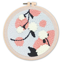 AOOKMIYA Punch Needle Embroidery Starter Kits Punch Needle Tool Threader Fabric Embroidery Hoop Yarn Rug Punch Needle 20x20cm Diy Gift
