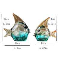 AOOKMIYA Hand blown Glass Crafts Fish Figurines Crystal Sculpture Living Room Home Decoration Centerpiece Creative Gift Fengshui Ornament