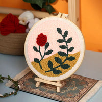 AOOKMIYA DIY Punch Needle Embroidery Kit with Yarn Floral Pattern Starter Kit Magic Tufting Set Poking Cross Stitch Tools For Knitting