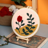 AOOKMIYA DIY Punch Needle Embroidery Kit with Yarn Floral Pattern Starter Kit Magic Tufting Set Poking Cross Stitch Tools For Knitting