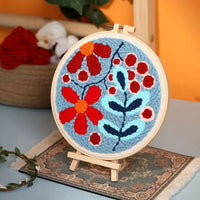 AOOKMIYA DIY Punch Needle Embroidery Kit with Yarn Floral Pattern Starter Kit Magic Tufting Set Poking Cross Stitch Tools For Knitting