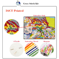 AOOKMIYA European Town Pattern Cross Stitch Kits Stamped Counted Canvas Aida 16CT 14CT 11CT DIY Embroidery Needlework Hand Decoration Set