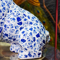 AOOKMIYA ART+ Creative Gifts Home Decor Blue White Porcelain Dog Statue Desktop Decoration Living Room Creative Dog Sculpture Art Ornaments Housewarming Gift