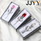 AOOKMIYA Valentines Day Gift Crystal Glass Rose Flower Figurines Craft Favors Lovers Gift Souvenir Wedding Decoration Ornaments Gift Box