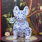 AOOKMIYA ART+ Creative Gifts Home Decor Blue White Porcelain Dog Statue Desktop Decoration Living Room Creative Dog Sculpture Art Ornaments Housewarming Gift