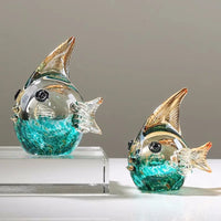 AOOKMIYA Hand blown Glass Crafts Fish Figurines Crystal Sculpture Living Room Home Decoration Centerpiece Creative Gift Fengshui Ornament
