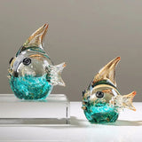 AOOKMIYA Hand blown Glass Crafts Fish Figurines Crystal Sculpture Living Room Home Decoration Centerpiece Creative Gift Fengshui Ornament