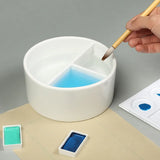 AOOKMIYA Round Ceramic Washing Palette Three-Grid White Porcelain Washing Plate Jingdezhen Porcelain Paint Palette Painting Art Supplies