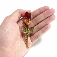AOOKMIYA Valentines Day Gift Crystal Glass Rose Flower Figurines Craft Favors Lovers Gift Souvenir Wedding Decoration Ornaments Gift Box