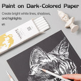 AOOKMIYA 12pcs Marie's White Charcoal Pencils Set,Sketch Highlight Pencils,for Sketching,Shading,Blending,Supplies for Beginners,Artists