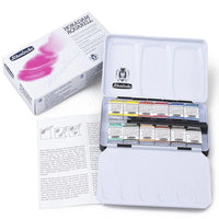 Schmincke 12 Color x 1/2 Pans Professional Painter Watercolor Solid Paints With DaVinci No.5 Paint Brush Artists Watercolors Set