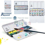 Schmincke AKADEMIE Aquarell Solid 12 24 Half Pans, Art Supplies ,Artist Quality Watercolor, Metal Boxed