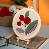 AOOKMIYA DIY Punch Needle Embroidery Kit with Yarn Floral Pattern Starter Kit Magic Tufting Set Poking Cross Stitch Tools For Knitting