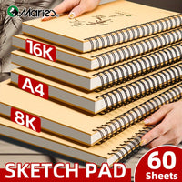 AOOKMIYA 1pc Marie's Spiral Sketch Book,16k/A4/8K with 60-Sheet Packs,73lb/120GSM,Notebook for Drawing,Writing Gift for Artist and Adults