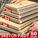 AOOKMIYA 1pc Marie's Spiral Sketch Book,16k/A4/8K with 60-Sheet Packs,73lb/120GSM,Notebook for Drawing,Writing Gift for Artist and Adults