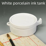 AOOKMIYA Ceramic with Lid  Ink Plate  White Porcelain  Calligraphy Ink Plate  Painting PalettePen Shelving Brush Painting Supplies