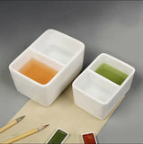 AOOKMIYA Round Ceramic Washing Palette Three-Grid White Porcelain Washing Plate Jingdezhen Porcelain Paint Palette Painting Art Supplies
