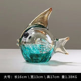 AOOKMIYA Hand blown Glass Crafts Fish Figurines Crystal Sculpture Living Room Home Decoration Centerpiece Creative Gift Fengshui Ornament