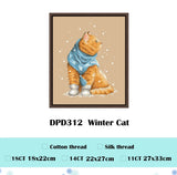 AOOKMIYA White bear cross stitch kit cute animal18ct 14ct 11ct flaxen linen fabric cloth cotton thread embroidery DIY handmade home decor