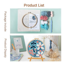 AOOKMIYA DIY Punch Needle Embroidery Kit with Yarn Floral Pattern Starter Kit Magic Tufting Set Poking Cross Stitch Tools For Knitting