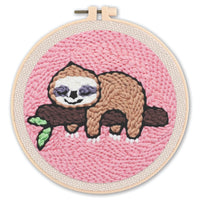 AOOKMIYA Punch Needle Embroidery Starter Kits Punch Needle Tool Threader Fabric Embroidery Hoop Yarn Rug Punch Needle 20x20cm Diy Gift
